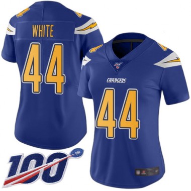 Los Angeles Chargers NFL Football Kyzir White Electric Blue Jersey Women Limited #44 100th Season Rush Vapor Untouchable->los angeles chargers->NFL Jersey